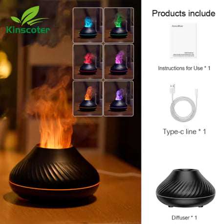 GoExploreKit™ Volcanic Aroma Diffuser with Color Flame Night Light