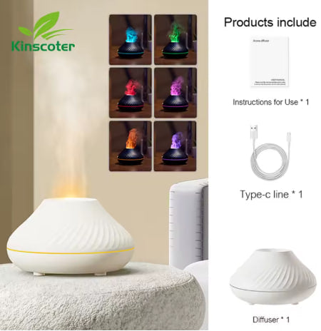 GoExploreKit™ Volcanic Aroma Diffuser with Color Flame Night Light