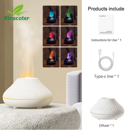 GoExploreKit™ Volcanic Aroma Diffuser with Color Flame Night Light